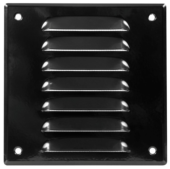 Ventilrist med netting 170 x 170 mm - svart metall
